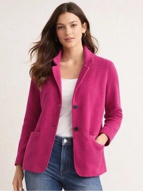 Women’s Pink Fitted Knit Blazer Jacket